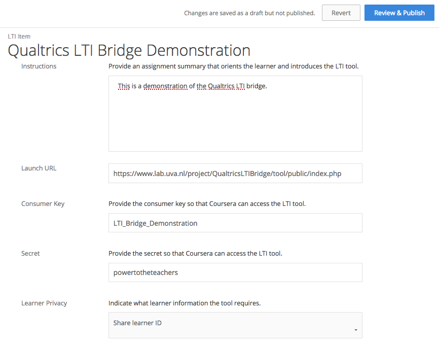 LTI Configuration